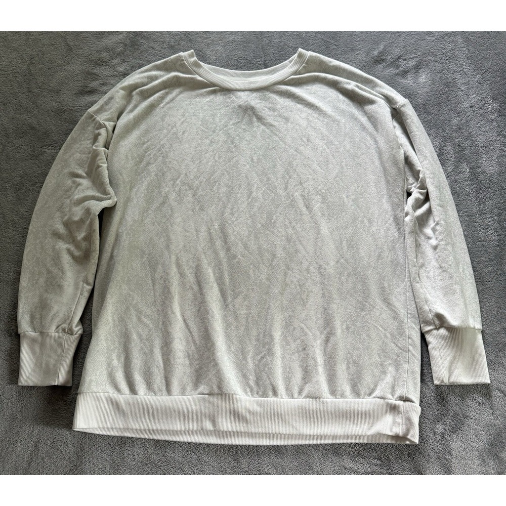 Mondetta Women's Sweatshirt Top Pull On Long Sleeve Size Medium White And Gray